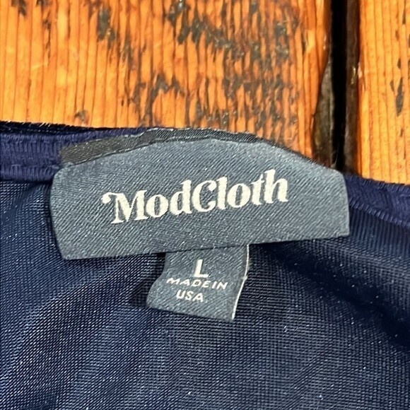 ModCloth large blue crush velvet damask dress - Picture 5 of 5